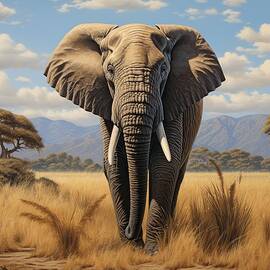 Vintage African Elephant illustration by Land of Dreams