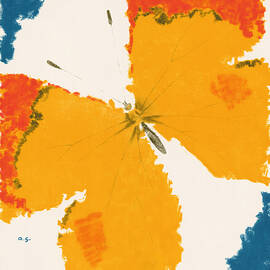 Vintage art exhibition advertisement poster with yellow butterfly by Augusto Giacometti by Augusto Giacometti