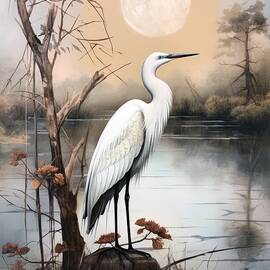 Vintage Egret Illustration by Land of Dreams