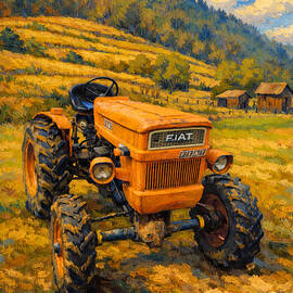 Vintage FIAT 25r tractor - digital painting by Nicko Prints