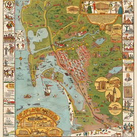 Vintage pictorial map of San Diego and the California coast1928 by Jo Mora