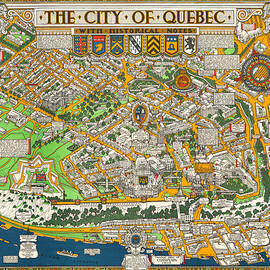 Vintage pictorial map - The City of Quebec with Historical Notes 1932 by Samuel Herbert Maw