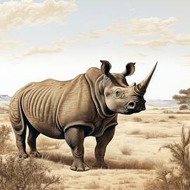 Vintage Rhino illustration by Land of Dreams