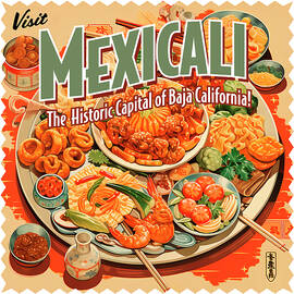 Vintage Style Mexicali, Mexico Postcard by William Scott Koenig