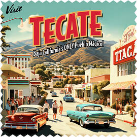 Vintage Style Tecate, Mexico Postcard by William Scott Koenig