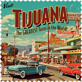 Vintage Style Tijuana, Mexico Postcard by William Scott Koenig