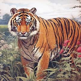 Vintage Tiger Illustration by Land of Dreams