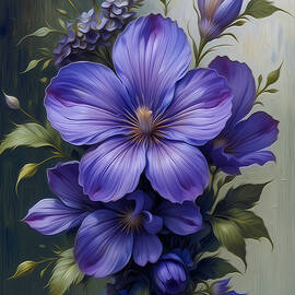 Violet Flower Wall Art Floral Oil Painting by Nature Oil Painting