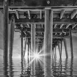 Virginia Beach Pier Sunrise BW by Susan Candelario