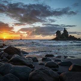 Volcanic Coast at Sunset by Joanne Eastope