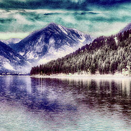 Wallowa Lake - llchen texture by Bruce Block