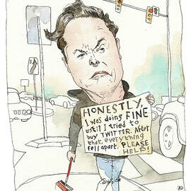 Was That Elon Musk I Just Saw Out the Window of My Driverless Car? by Barry Blitt