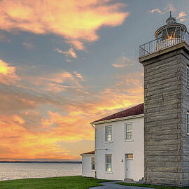 Watch Hill Lighthouse at Sunset by Dave King