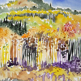 Watercolor - Autumn Mountain Landscape Impression by Cascade Colors