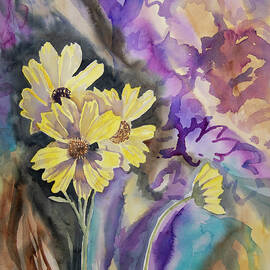 Watercolor - Bahia Aster Wildflowers by Cascade Colors
