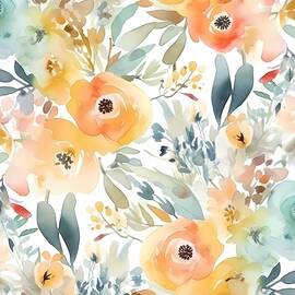 Watercolor floral pattern in spring colors by Andre Petrov