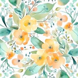 Watercolor floral pattern in spring colors No 2 by Andre Petrov
