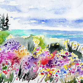 Watercolor - Northern Minnesota Garden by the Lake by Cascade Colors