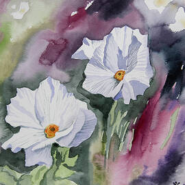 Watercolor - Prickly Poppy Wildflowers by Cascade Colors