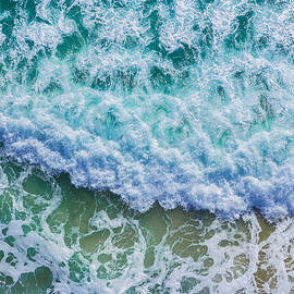 Waves Crashing on Sandy Beach by Oceanic SkyView
