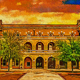 Webb County Courthouse in Laredo, Texas - digital painting by Nicko Prints