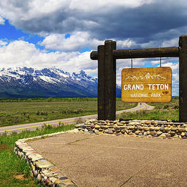 Welcome sign at the entrance to Grand Teton National Park in Wyoming by Miroslav Liska