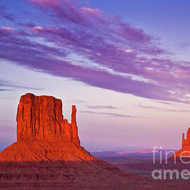 West Mitten Butte and East Mitten Butte, The Mittens at Sunset, Monument Valley, Arizona, USA by Neale And Judith Clark