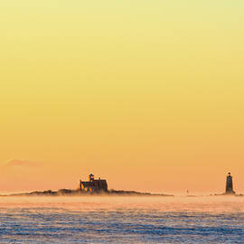 Whaleback Light and Wood Island Life Saving Station In The Sea S by Jeff Sinon