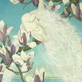 White peacocks and magnolia blossoms by Jessie Arms Botke by Jessie Arms Botke