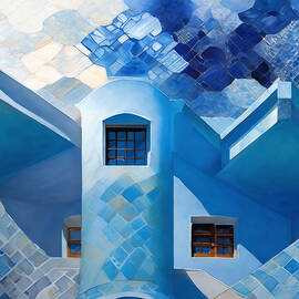 windows in the blue building  by Eris and AI