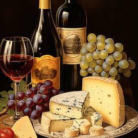 Wine, Cheese and Grapes by Land of Dreams