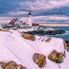 Winter Clouds, Portland Head Light  by Jeff Sinon