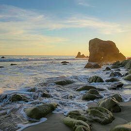 Winter Sunset Behind The Rocks by Matthew DeGrushe