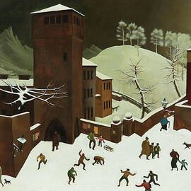 Winterlandschaft mit Turm - Winter Landscape with Tower by Franz Sedlacek by Franz Sedlacek