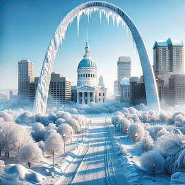 Winters Touch on the Gateway Arch by Bill And Linda Tiepelman