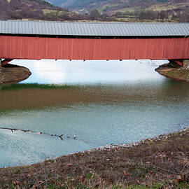 wooden covered bridge by Flees Photos