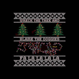 Wreck the Tree and Blame the Doggies Funny Cat Christmas Pun by Flippin Sweet Gear