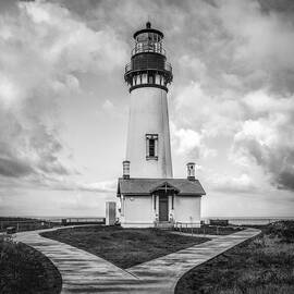Yaquina Head Light Black And White by Dan Sproul