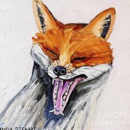 Yawning Fox by Lucia Stewart