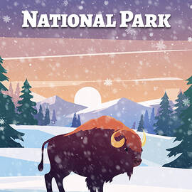 Yellowstone National Park Poster In Winter by Dan Sproul