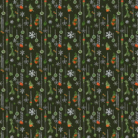 Yew Botanical Ornaments, Dark Olive Green, Gnome for the Holidays Collection by Elizabeth Reich