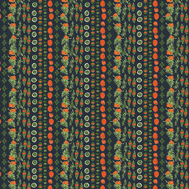 Yew Botanical Stripe, Gnome for the Holidays Collection, Dark Blue by Elizabeth Reich