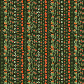 Yew Botanical Stripe, Gnome for the Holidays Collection, Dark Olive by Elizabeth Reich