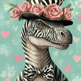 Zebra Print T-Rex by Lisa S Baker