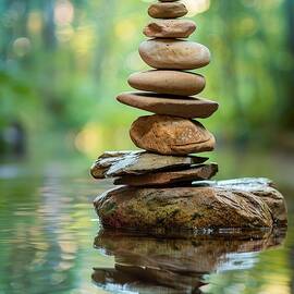 Zen Stones in Water by Land of Dreams