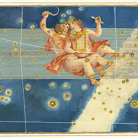 Zodiac art - Gemini, constellation charts from Uranometria by Johann Bayer by Alexander Mair and Johann Bayer