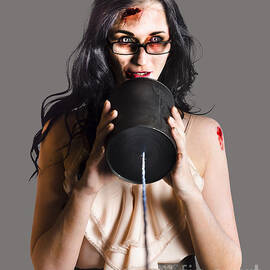 Zombie woman with phone by Jorgo Photography