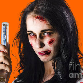 Zombie woman with stapler by Jorgo Photography