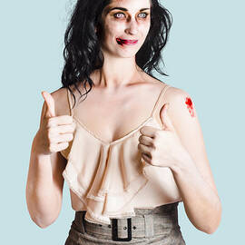 Zombie woman with thumbs up by Jorgo Photography