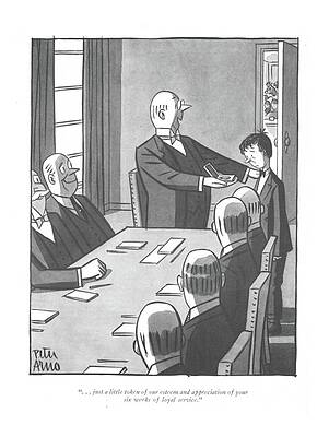 Teen Wall Art featuring the drawing . . . Just A Little Token Of Our Esteem by Peter Arno